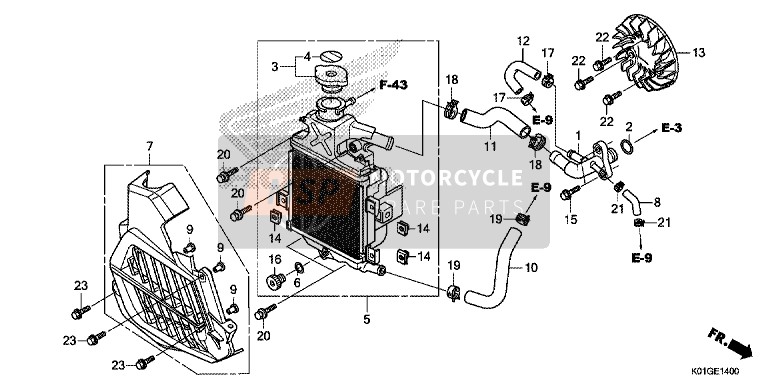 Honda SH125AS 2016 Radiador para un 2016 Honda SH125AS